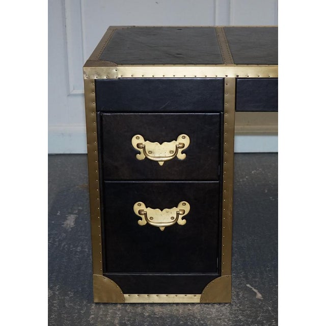 Cumberland Collection Desk in Aged Leather with Red Velvet Lining from Timothy Oulton For Sale - Image 3 of 18