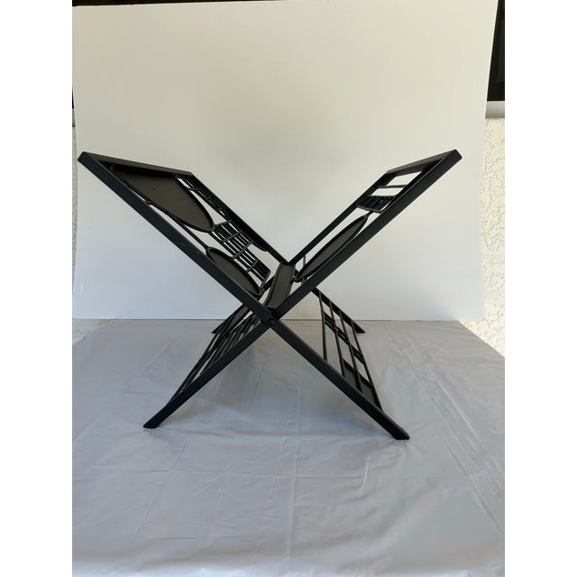 Late 20th Century Vintage Frank Lloyd Wright "Licensed" Black Metal Graphic Magazine Rack For Sale - Image 5 of 12