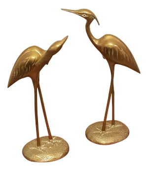 Brass Herons Cranes, 1970s, Set of 2