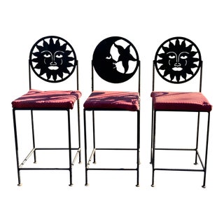 Mid Century Iron Counter Stools - Set of 3 For Sale