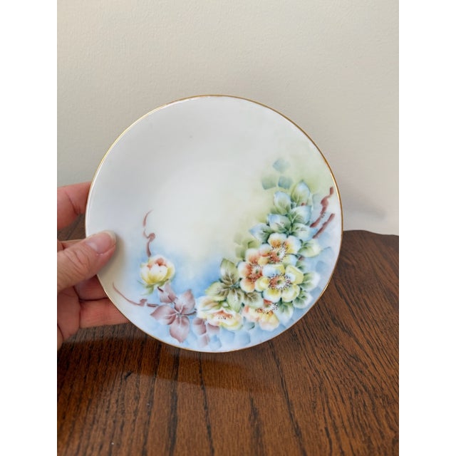 Beautiful antique floral plates marked Uno "Favorite" pattern Bavaria featuring a cluster of wild roses and leaves. These...