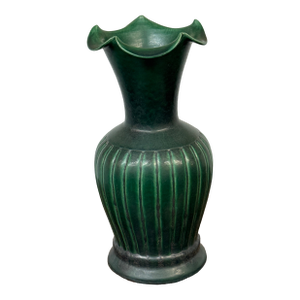 Antique Replica Green Ribbed Pottery Vase