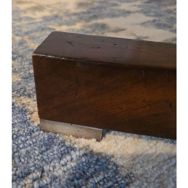 Expandable Walnut Dining Table W/ Brass Inlay For Sale In New York - Image 6 of 9