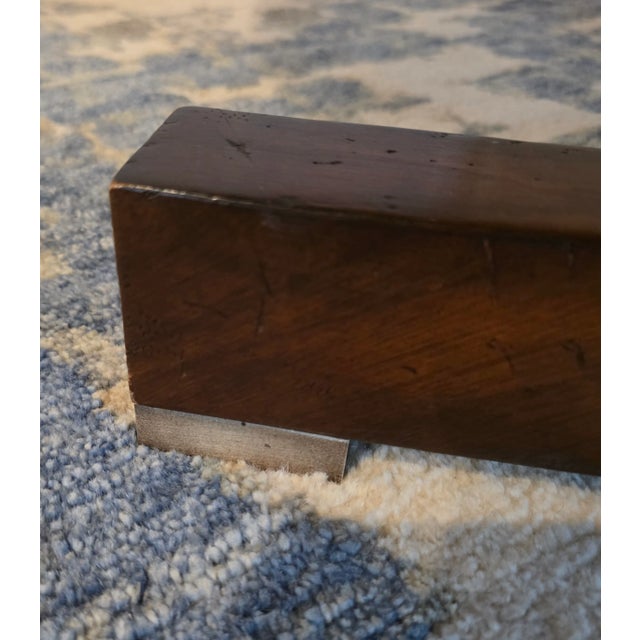 Expandable Walnut Dining Table With Brass Inlay Details For Sale In New York - Image 6 of 9