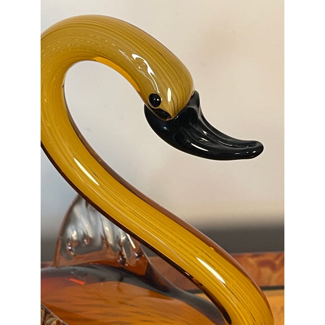 Brown Gorgeous Italian Vintage Murano Glass Swan Sculptures For Sale - Image 8 of 9