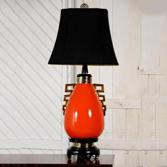 1950s Hollywood Regency Glazed Ceramic Lamp in the Style of James Mont For Sale - Image 5 of 12