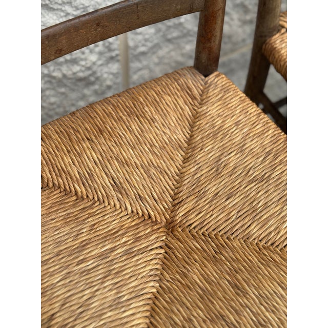 Wood Set of Four Vintage Rush Seat Ladderback Bar Stools For Sale - Image 7 of 12