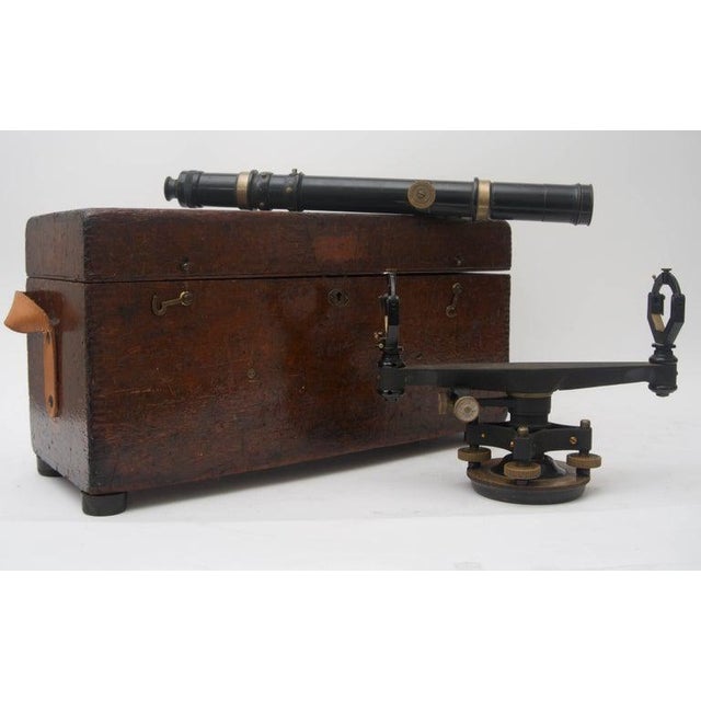 Brown 1923 Keuffel & Esser Survey Equipment, Wood Tripod and Carry Case Serial Number 46457 For Sale - Image 8 of 13