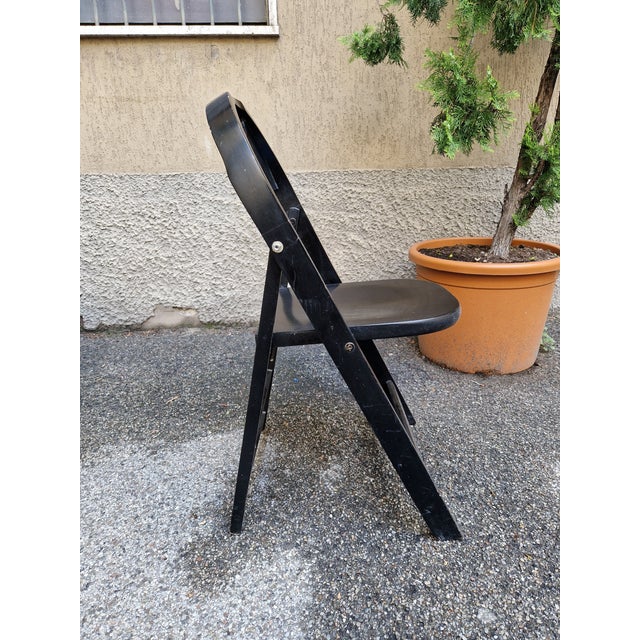 Tric Folding Chairs in Black Lacquered Wood by Achille and Pier Giacomo Castiglioni for BBB Bonacina, 1970s, Set of 4 For Sale - Image 11 of 15