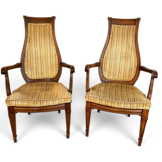 1920s Exceptional Pair of French Neoclassical Directoire Style High-Back Armchairs For Sale In Raleigh - Image 6 of 7