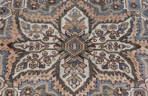 Square Antique Persian Bakhtiari Rug With Central Medallion Design Rugs