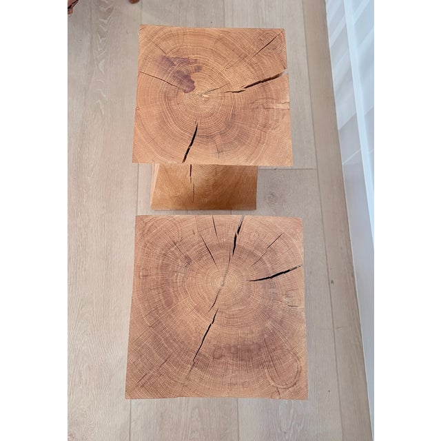 2010s Pair of Christian Liaigre Nagato Side Tables | Signed White Oak For Sale - Image 5 of 5