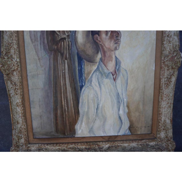 Expressionism 1940s Religious Portrait by Ross Shattuck, Oil on Board For Sale - Image 3 of 6