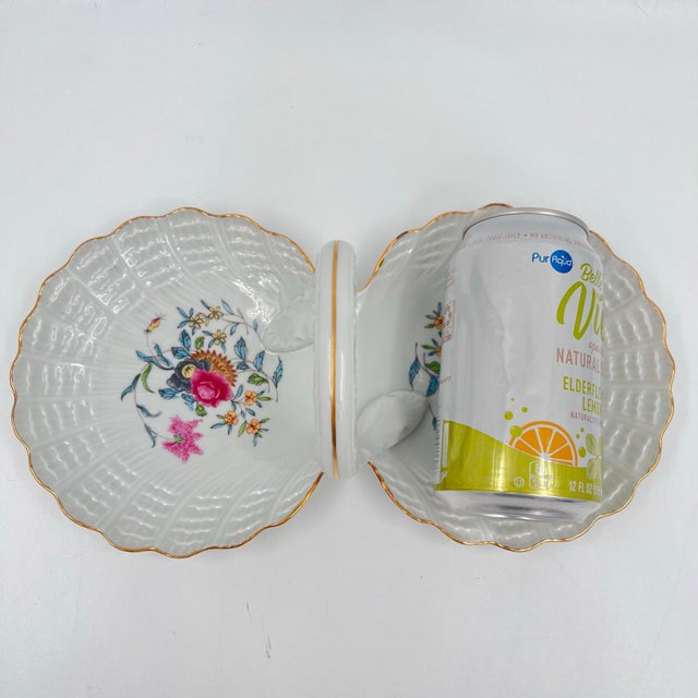 French Vintage Haviland Limoges Pondichery Double Scallop Shell Handled Serving Dish Compote Dish For Sale - Image 3 of 11