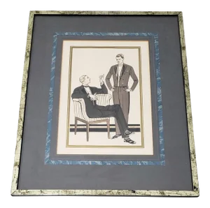 French School "L 'Homme Chic" Mens Fashion Original Pochoir Print C.1930