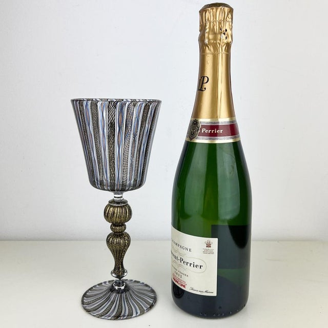 Vintage Black Murano Glass Goblet For Sale - Image 4 of 11