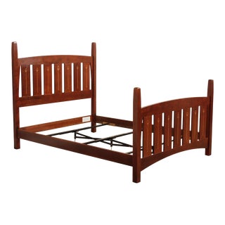 Stickley Mission Collection Harvey Ellis Inlaid Cherry Queen Bed For Sale