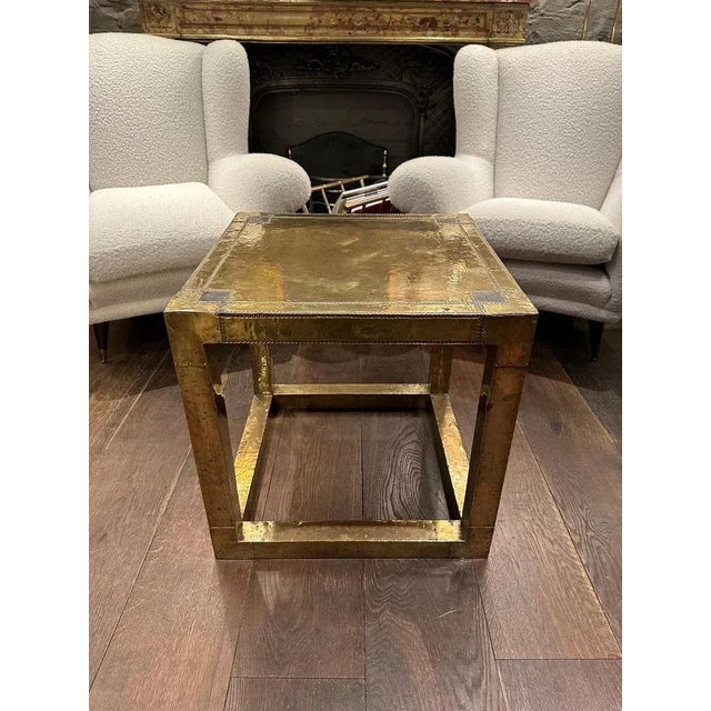Square Brass Coffee Table by R. Dubarry, 1970 For Sale - Image 9 of 12