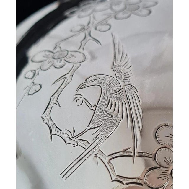 Antique Chinese Export Silver and Hand-Engraved Cut Glass Preserve Jar with Cover For Sale - Image 4 of 13