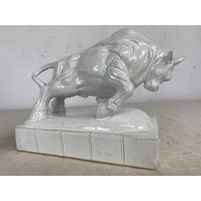 Mid Century Vintage Porcelain Blanc De Chin Sculpture of a Bull For Sale - Image 11 of 11
