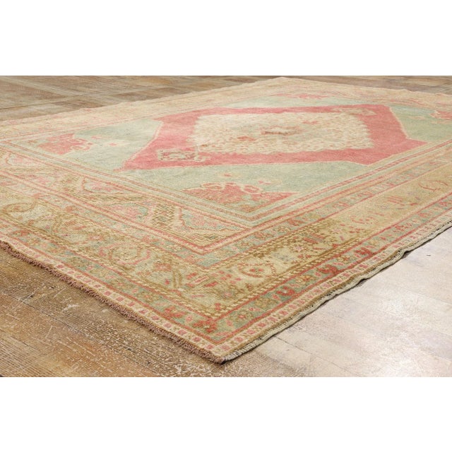 Textile Vintage Turkish Oushak Rug - 06'03 X 09'08 For Sale - Image 7 of 9