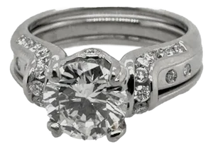 Late 20th Century 18k White Gold Ring with 2.01ct Diamond SI2 H and Accents, Size 5