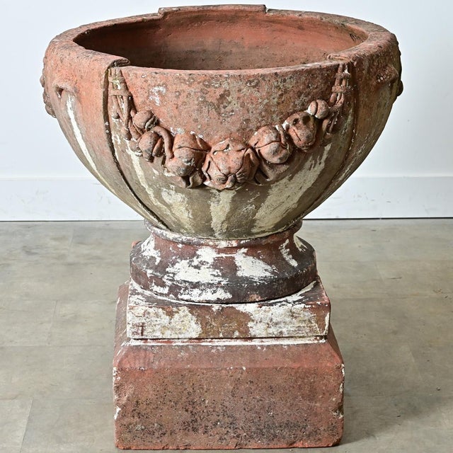 Brown Early 20th Century English Compton Terracotta Pot on Pedestal For Sale - Image 8 of 12