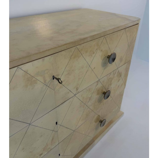 Belgian Art Deco Engraved Parchment Chest of Drawers, Late 1940s For Sale - Image 12 of 16