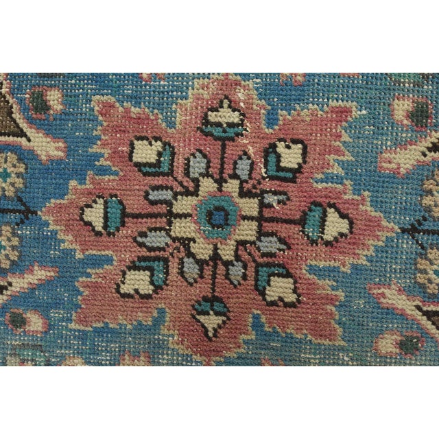 Tabriz Rug 9’7” X 12’7” Pink Wool Vintage Distressed Hand-Knotted Carpet For Sale - Image 9 of 15