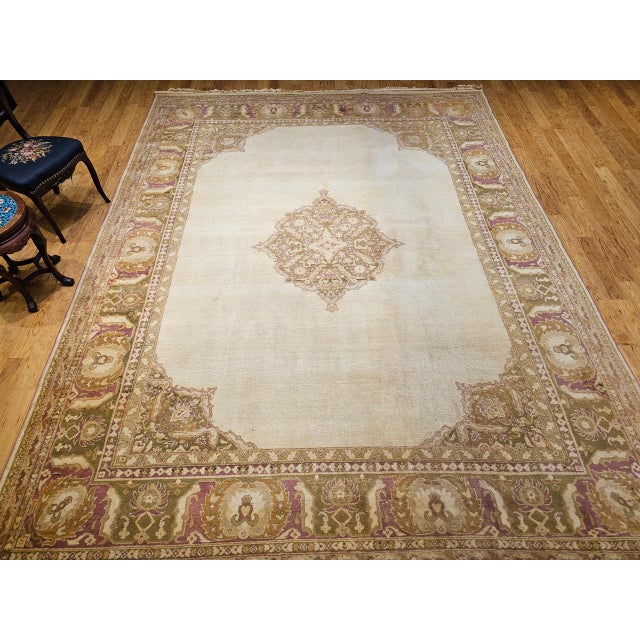 Brown 19th Century Handwoven Amritsar Rug, Wool Medallion Design, 10' x 13' For Sale - Image 8 of 18