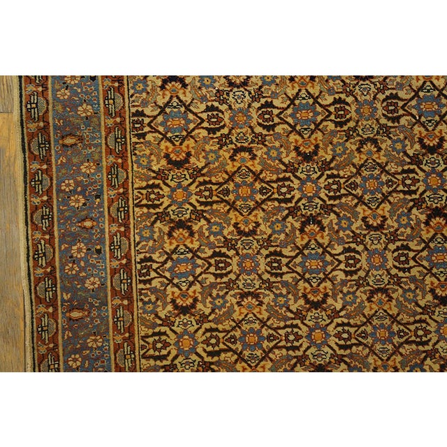Late 19th Century 1890s Ivory Geometric Antique Persian Tabriz Haji Jalili Rug 4'2" X 5'3" Handknotted Wool Carpet For Sale - Image 5 of 6