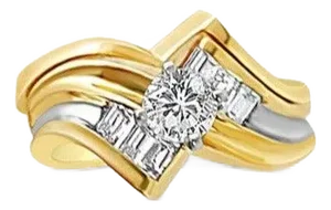 Diamond Wedding Ring Set .75cttw 14k Two-Toned Gold, Size 5