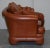 Brown Set of Small Aged Tan Brown Leather Sofa & Matching Armchair For Sale - Image 8 of 18