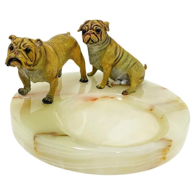 Bronze Bulldogs on Onyx Base attributed to Vrai, France, 1920s For Sale - Image 12 of 12