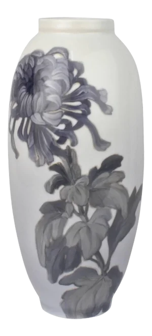 Early 20th Century Royal Copenhagen Porcelain Vase with a Large Chrysanthemum