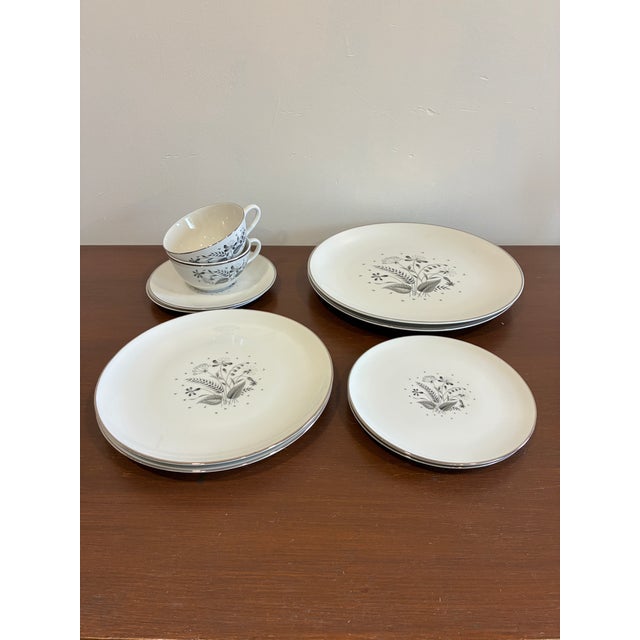 Mid 20th Century Mid 20th Century Royal Jackson Parisienne Black Floral Dinnerware Set, Service for 2 - 10 pcs For Sale - Image 5 of 8