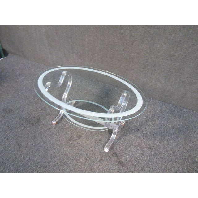 Mid-Century Modern Glass and Lucite Coffee Table For Sale - Image 3 of 8