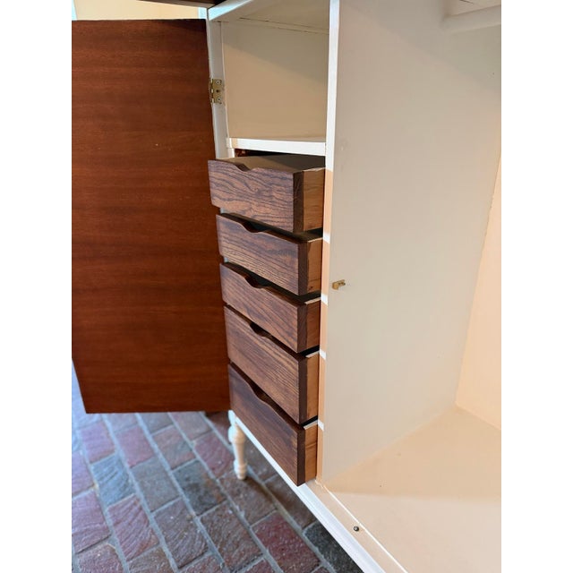 Traditional Vintage Refinished Wood Armoire With Fitted Drawers & Hanging Storage For Sale - Image 3 of 12