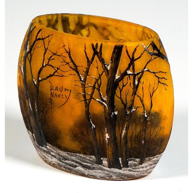 Art Nouveau Cameo Vase with Winter Landscape by Daum Nancy, France, 1900 For Sale - Image 5 of 8