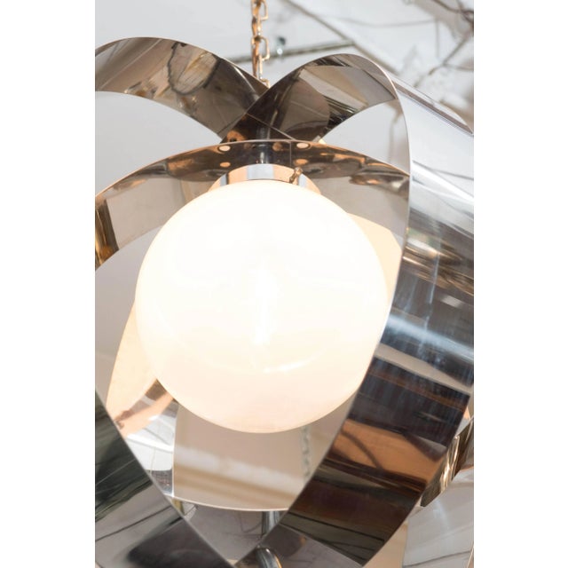 Metal 1970s Italian Armillary Style Chrome Pendant Lamp For Sale - Image 7 of 10