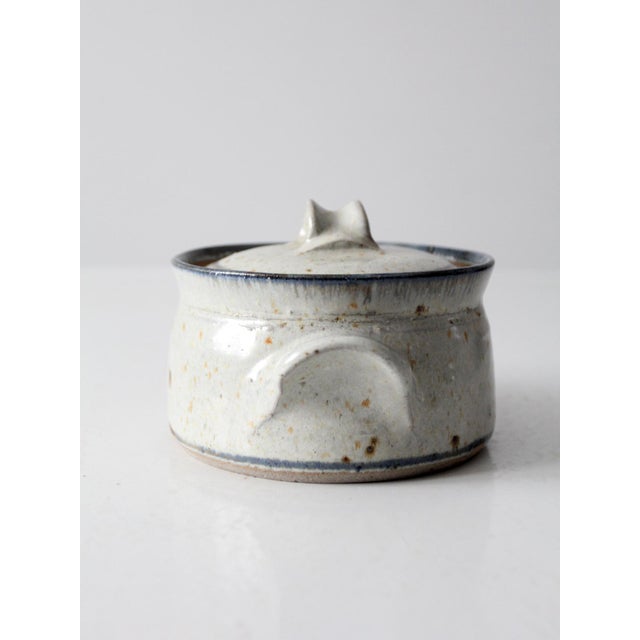 Contemporary Vintage Handmade Studio Pottery Covered Bowl For Sale - Image 3 of 13