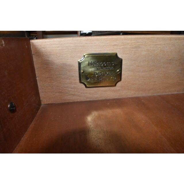 Pair of Drexel Heritage Heirloom Collection Georgian Style Mahogany Nightstands or Chests For Sale - Image 15 of 15