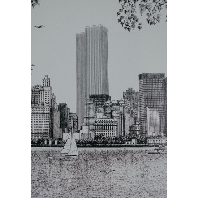 Delbart Duchein Signed Lithograph — Lower Manhattan Skyline With Twin Towers, 1981 For Sale - Image 9 of 10
