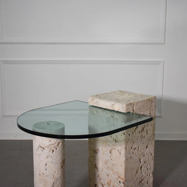 1970s 1970's Fossilized Coquina Coral Stone Table with Glass Top For Sale - Image 5 of 12