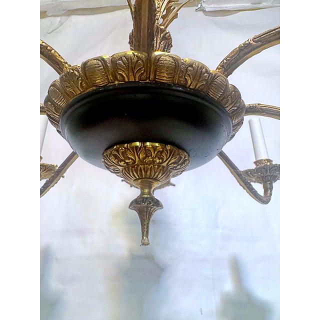 1930's Decorative Black and Bronze Chandelier For Sale - Image 4 of 11