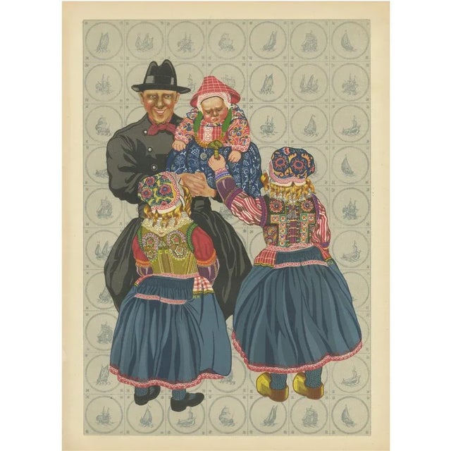 Gratiane de Gardilanne and Elizabeth Whitney Moffatt, Traditional Dutch Costume from Marken Men and Children in Festive Dress, 1932, Print For Sale - Image 10 of 10