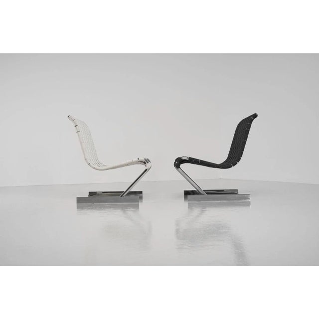 Textile Set of Chrome and Canvas Lounge Chairs, Italy, 1970s For Sale - Image 7 of 13