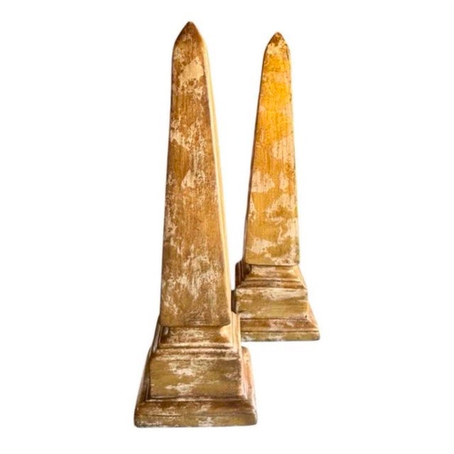 Vintage Decorative Metal Obelisks, 1970, Set of 2 For Sale - Image 3 of 6
