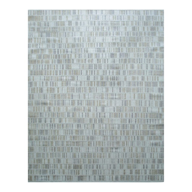 6x9 Freya Timeless Ivory Geometric Modern Hand Knotted Wool Carpet Rug For Sale