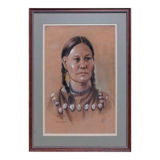"Ear of Corn, Sioux", Mid Century Native American Portrait by Robert Floodstrand For Sale